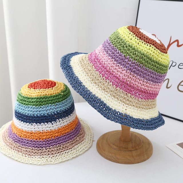 Summer fresh color corchet bucket hat sun hat