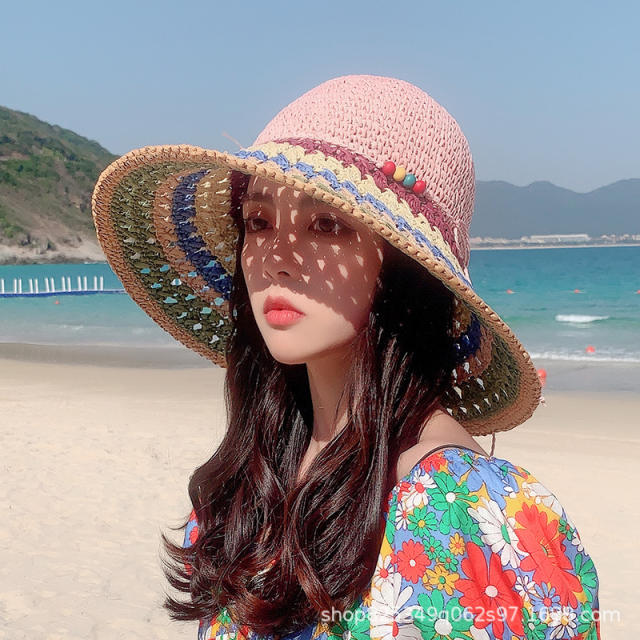 Summer colorful corchet big brim bucket hat summer hat