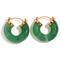 Spring summer colorful chunky acrylic stainless steel hoop earrings