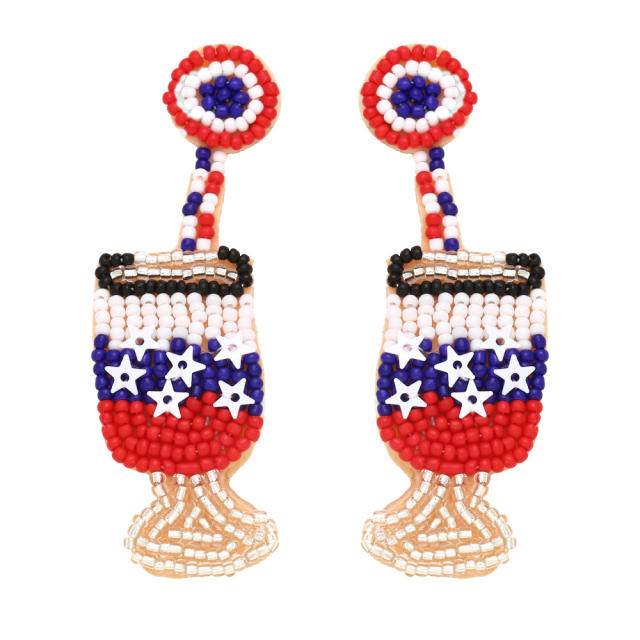 Independence day handmade see bead earrings