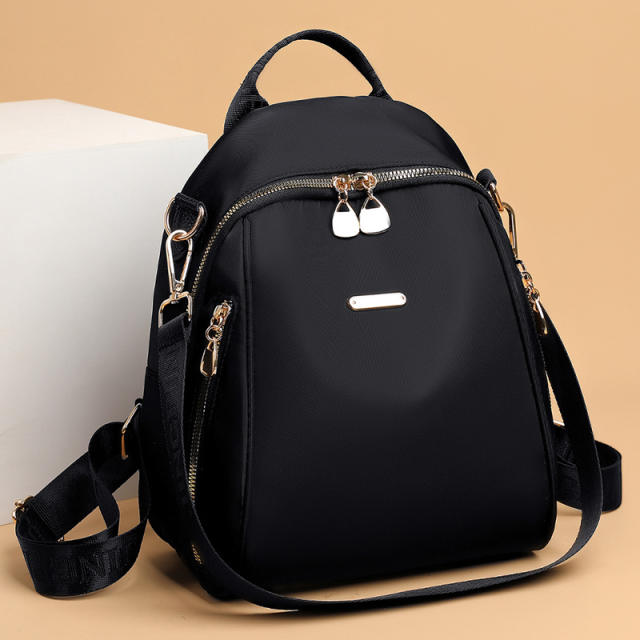 Korean fashion black color oxford cloth backpack