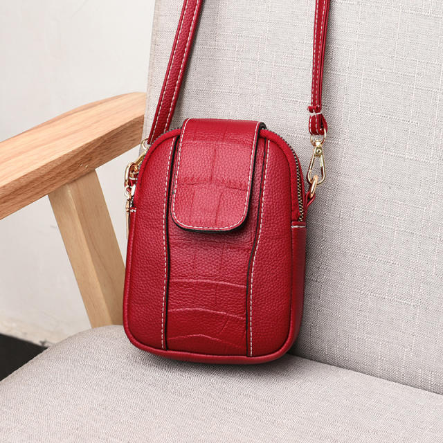 Easy match plain color PU leather mini phone bag