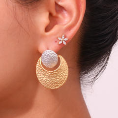 18KG color matching geometric shape chunky stainless steel studs earrings
