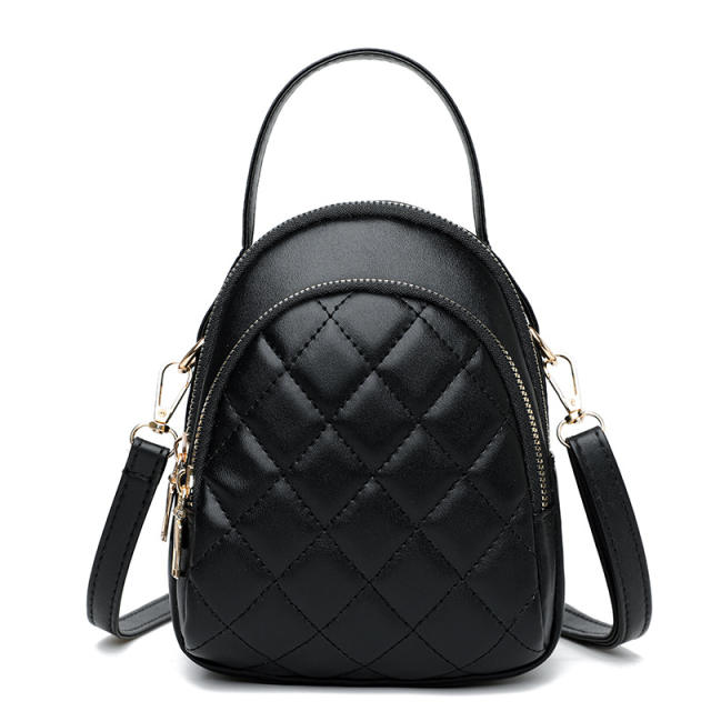 Classic soft PU leather quilted pattern small crossbody bag for women