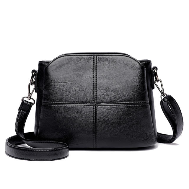 Fashionable soft PU leather plain color crossbody bag