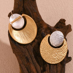 18KG color matching geometric shape chunky stainless steel studs earrings