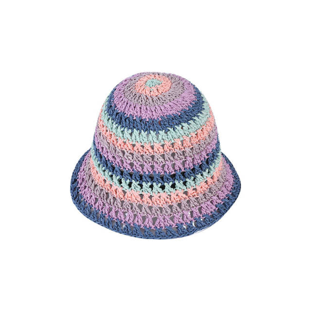 Summer colorful corchet bucket hat