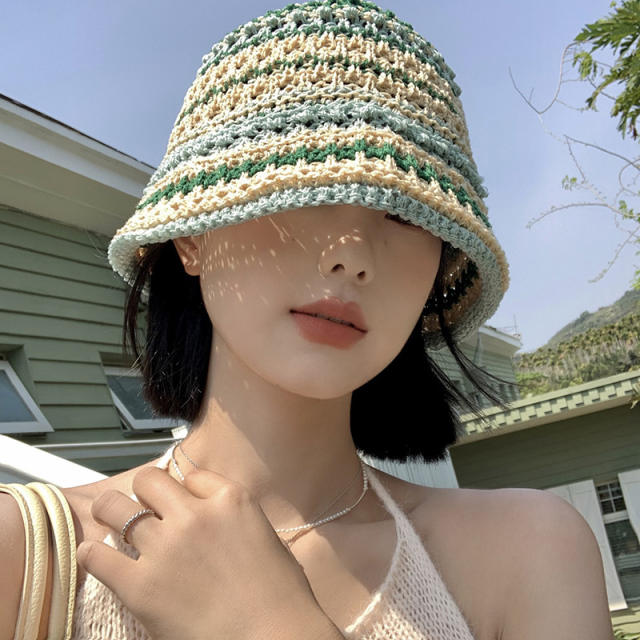 Korean fashion summer colorful corchet bucket hat