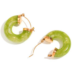 Spring summer colorful chunky acrylic stainless steel hoop earrings
