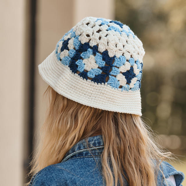 Cute corchet flower women bucket hat