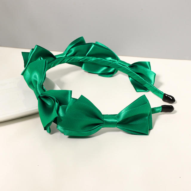 Elegant green color satin women headband
