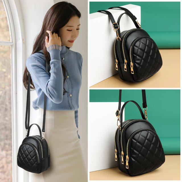 Classic soft PU leather quilted pattern small crossbody bag for women