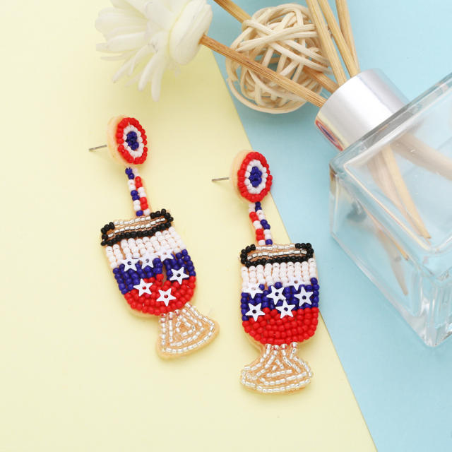 Independence day handmade see bead earrings