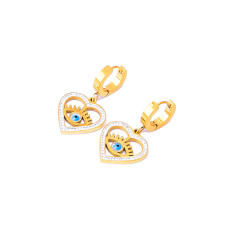 Vintage heart pendant evil eye stainless steel necklace earrings
