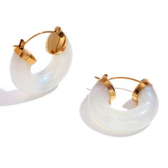 Spring summer colorful chunky acrylic stainless steel hoop earrings