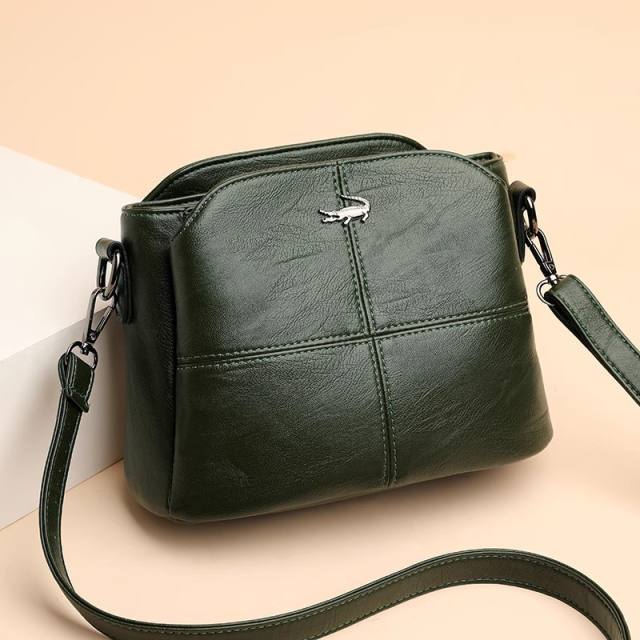 Fashionable soft PU leather plain color crossbody bag