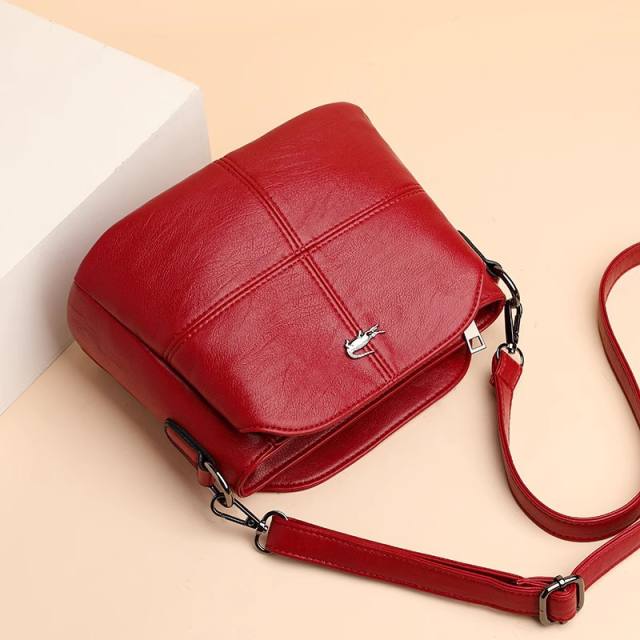 Fashionable soft PU leather plain color crossbody bag