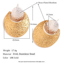 18KG color matching geometric shape chunky stainless steel studs earrings