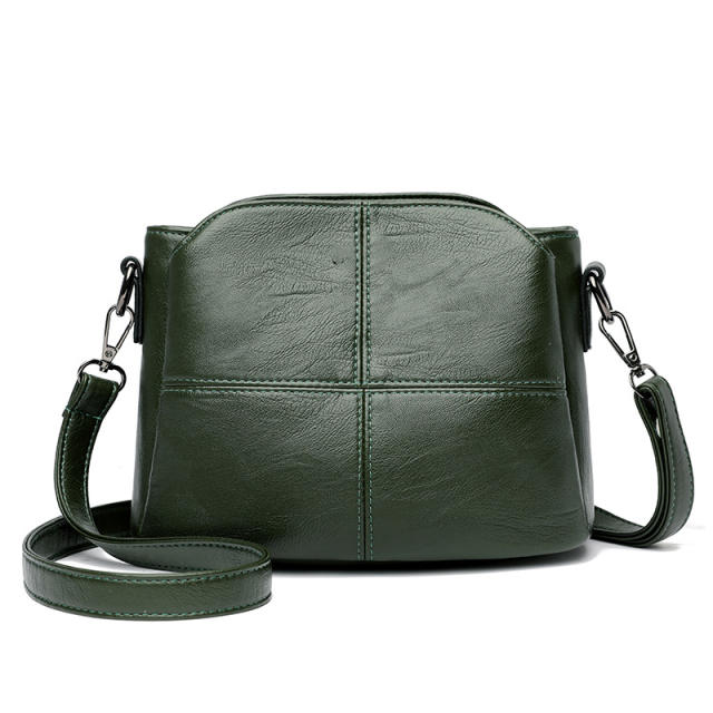 Fashionable soft PU leather plain color crossbody bag