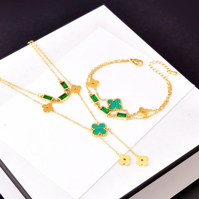 Classic clover stainless steel necklace earrings