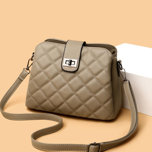 Korean fashion quilted pattern easy match crossbody bag