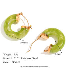 Spring summer colorful chunky acrylic stainless steel hoop earrings