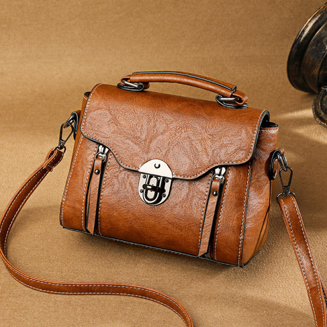 Vintage PU leather easy match crossbody bag