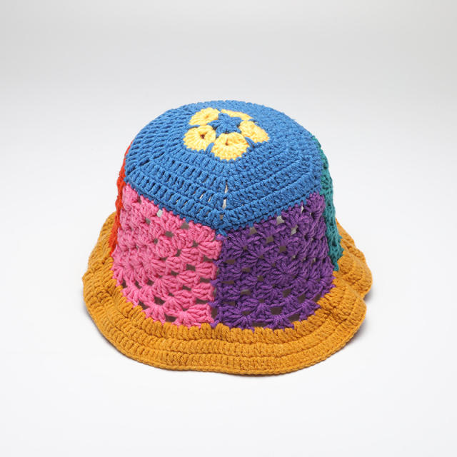 Color matching cute corchet bucket hat for women