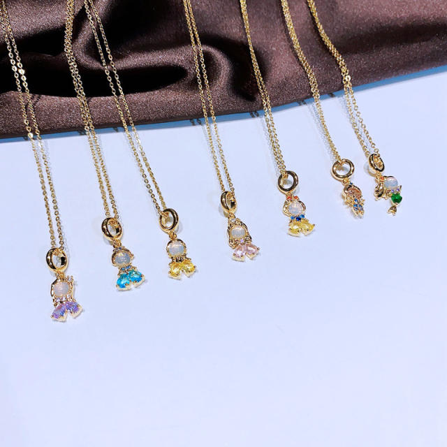 316L stainless steel chain cute Fairy tale princess pendant necklace