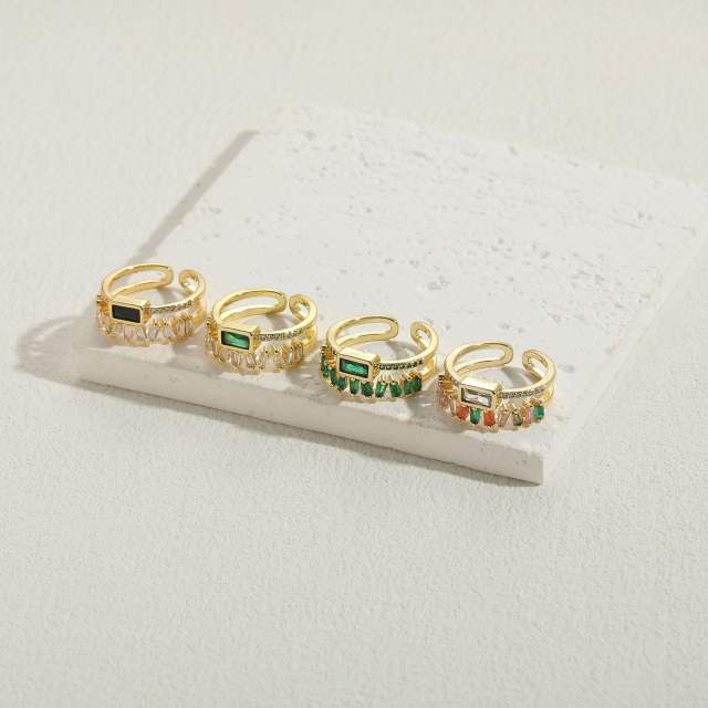 14K gold plated cubic zircon copper opnning rings
