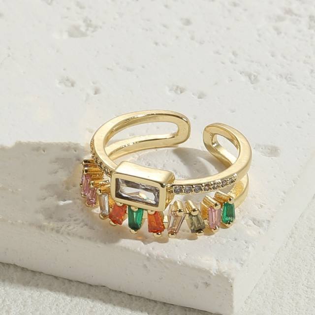 14K gold plated cubic zircon copper opnning rings