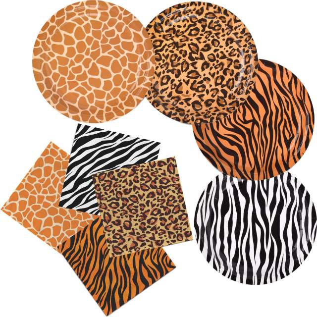 Safari party theme paper plates tissue