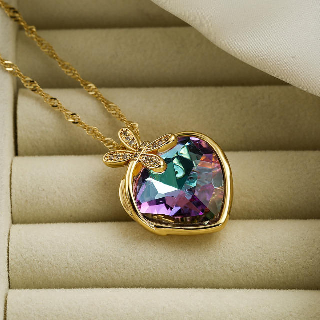Dainty ocean heart pendant copper necklace