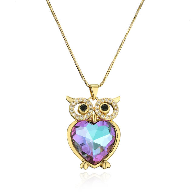 Cute owl pendant copper necklace