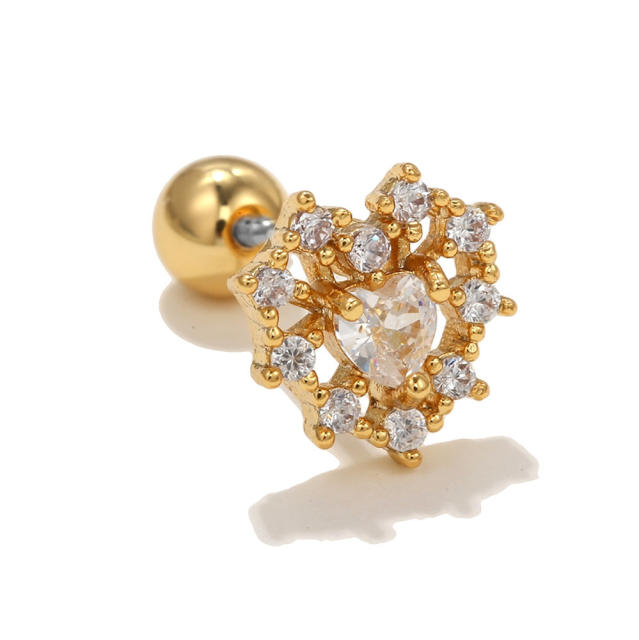 Delicate color cubic zircon gold color piercing earring cartilage earrings