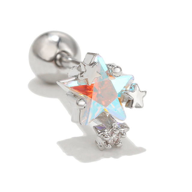 Delicate cubic zircon heart star piercing earring cartilage earrings