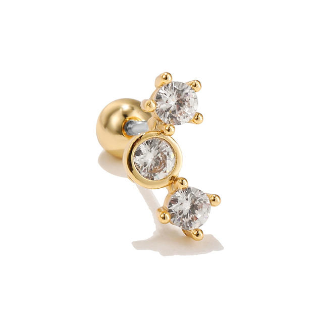 Gold color cubic zircon star piercing earrings cartilage earrings