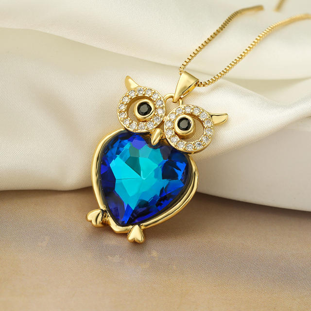 Cute owl pendant copper necklace