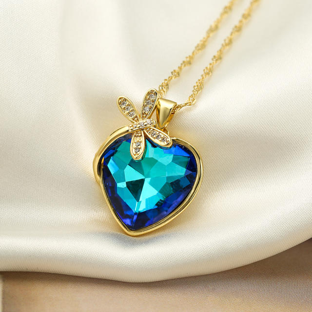 Dainty ocean heart pendant copper necklace