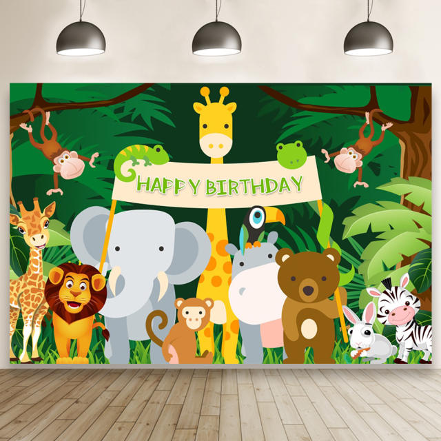 Safari party happy birthday backdrop 1.2*0.8m