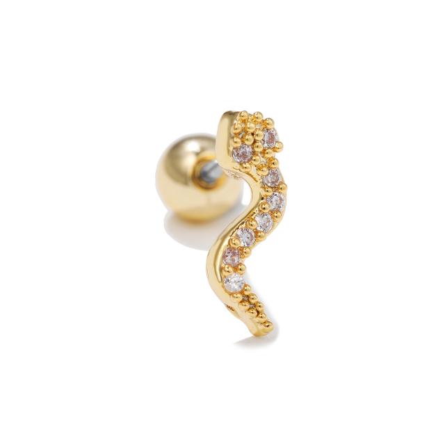 Delicate color cubic zircon gold color piercing earring cartilage earrings