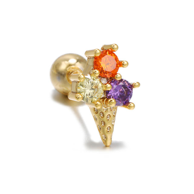 Delicate Y2K summer fruit color cubic zircon piercing earring cartilage earrings