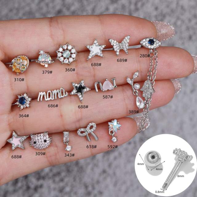 Y2K cute kitty star butterfly piercing earrings cartilage earrings