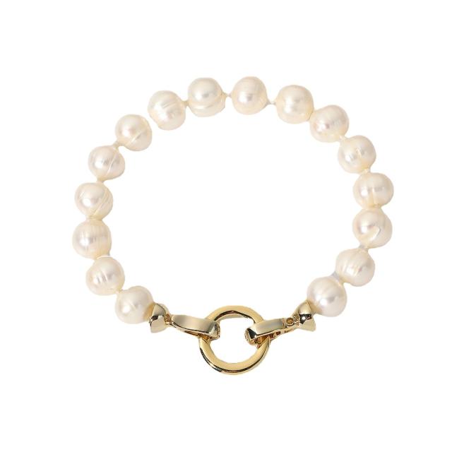 Elegant 14KG stainless steel water pearl toggle bracelet