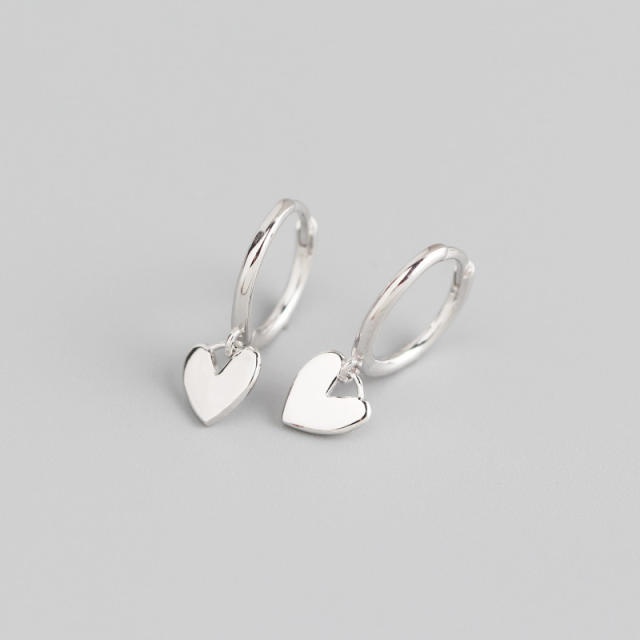 925 sterling silver tiny heart huggie earrings