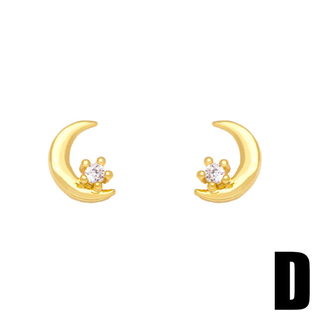 Personality gold plated copper angel ear studs