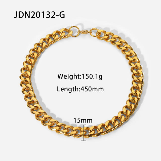 15mm hot sale 18KG stainless steel cuban chain necklace