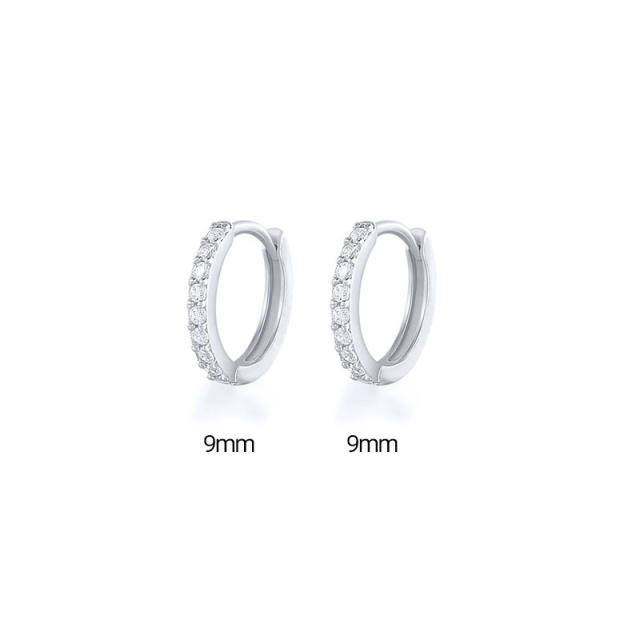 Diamond hoop huggie earrings