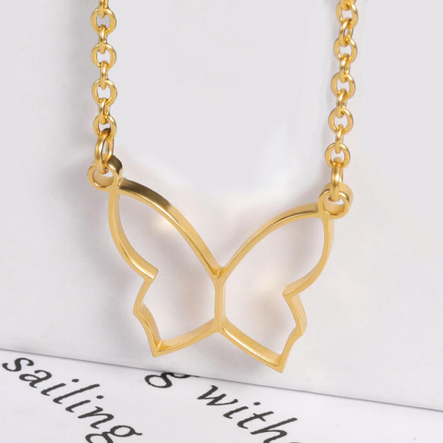 Three color Stainless Steel Butterfly Necklace