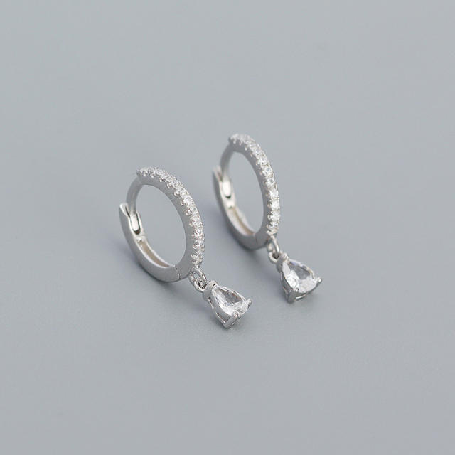zircon S925 sterling silver huggie earrings